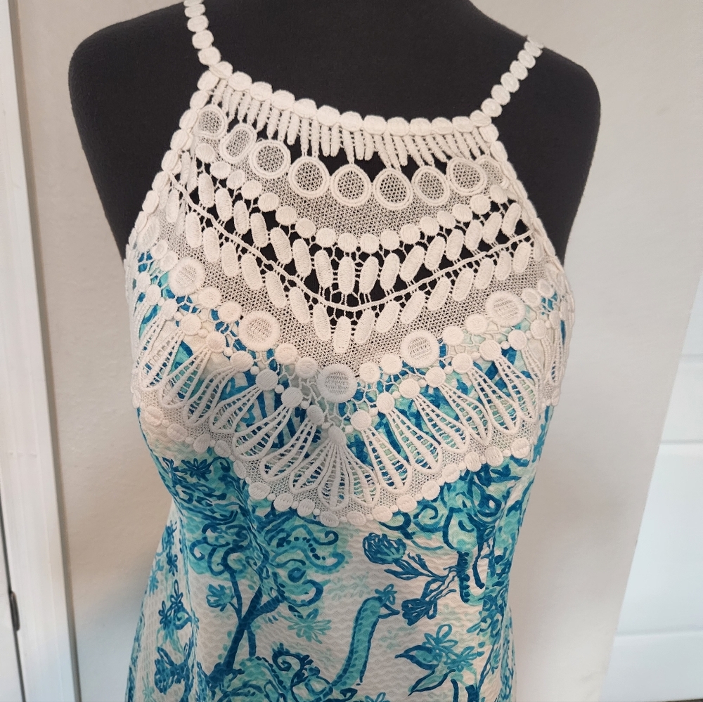 Lilly Pulitzer Blue and White Halter Dress - Picture 4 of 11